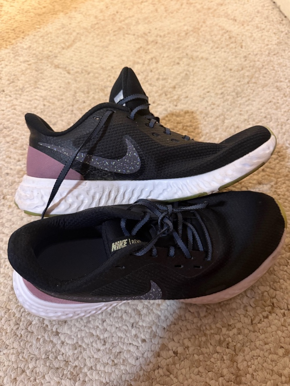 Nike Women's Running Shoes - Black with Purple Accent